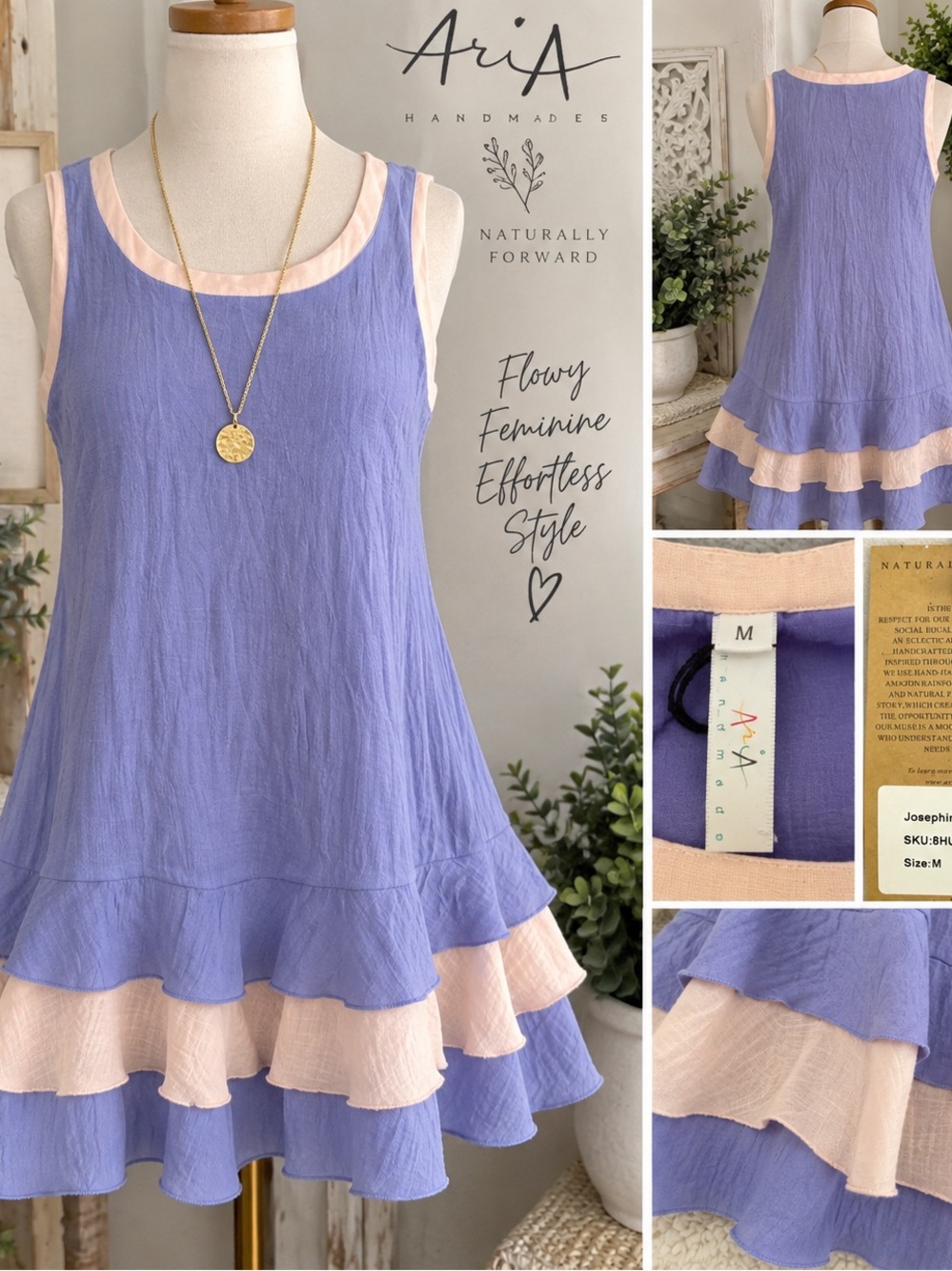 NWT Aria Handmades Josephine Dress Purple – Size M
